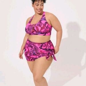 Torrid Susie Tropical Wireless XO Triangle Bikini Top Size 2 And Bottom Size 3